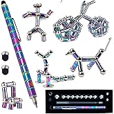 Fidget Pen Decompression Magnetic Metal , Toy Relieving Stress Build Various of Shapes, Strato Multifunctional Deformable Magnet Writing Polar (Colorful)