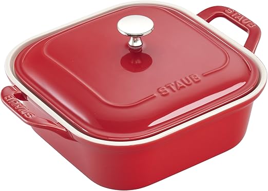 Amazon Com Staub Ceramics Square Covered Baking Dish 9x9 Inch Cherry Kitchen Dining