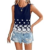 SweatyRocks Women's Sleeveless Boho Eyelet Tank Top Floral Embroidery Casual Summer Vacation Tops