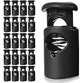 LIQWEI 20 Pcs Plastic Spring Cord Locks, Single Hole Spring Toggle Stopper Cord Draw String, Paracord Toggle Stopper Clasps for Bags, Shoes, Diy Crafts, Hoodies, Pants, Tent Ropes