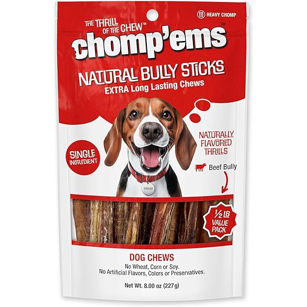 CHOMP’EMS NATURALLY DELICIOUS BULLY STICKS – LONG LASTING...