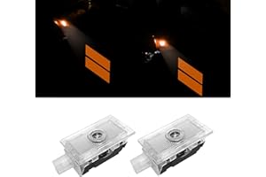 YOSRTER 2PCS Door Lights Logo for Dodge Charger Accessories LED Ghost Shadow Welcome Puddle Projection Lamps for Dodge Charger Interior Accessories(Orange Double Stripe)