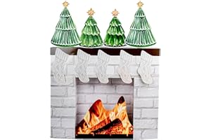 Christmas Cardboard Fireplace Prop DIY Cardboard Fake Fireplace with Stocking 3D Fire Flame Prop for Christmas Party Backgrou