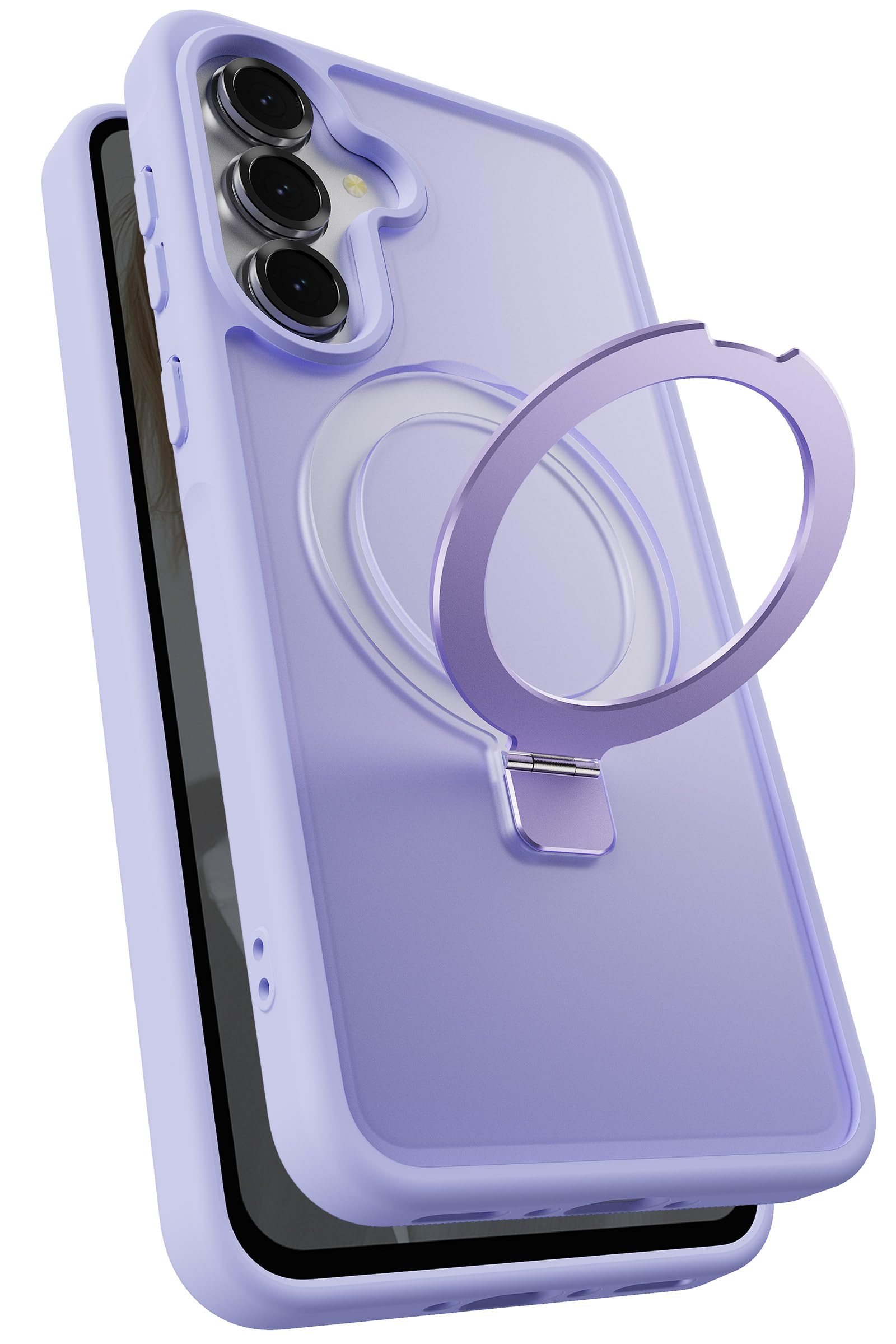 BNAAGO for Samsung Galaxy A36 / A56 Magnetic Phone Case with Kickstand, Compatible with Mag-Safe, Slim Shockproof Translucent Matte Mag-Stand Cover, Built in Kick Stand, Lavender Purple