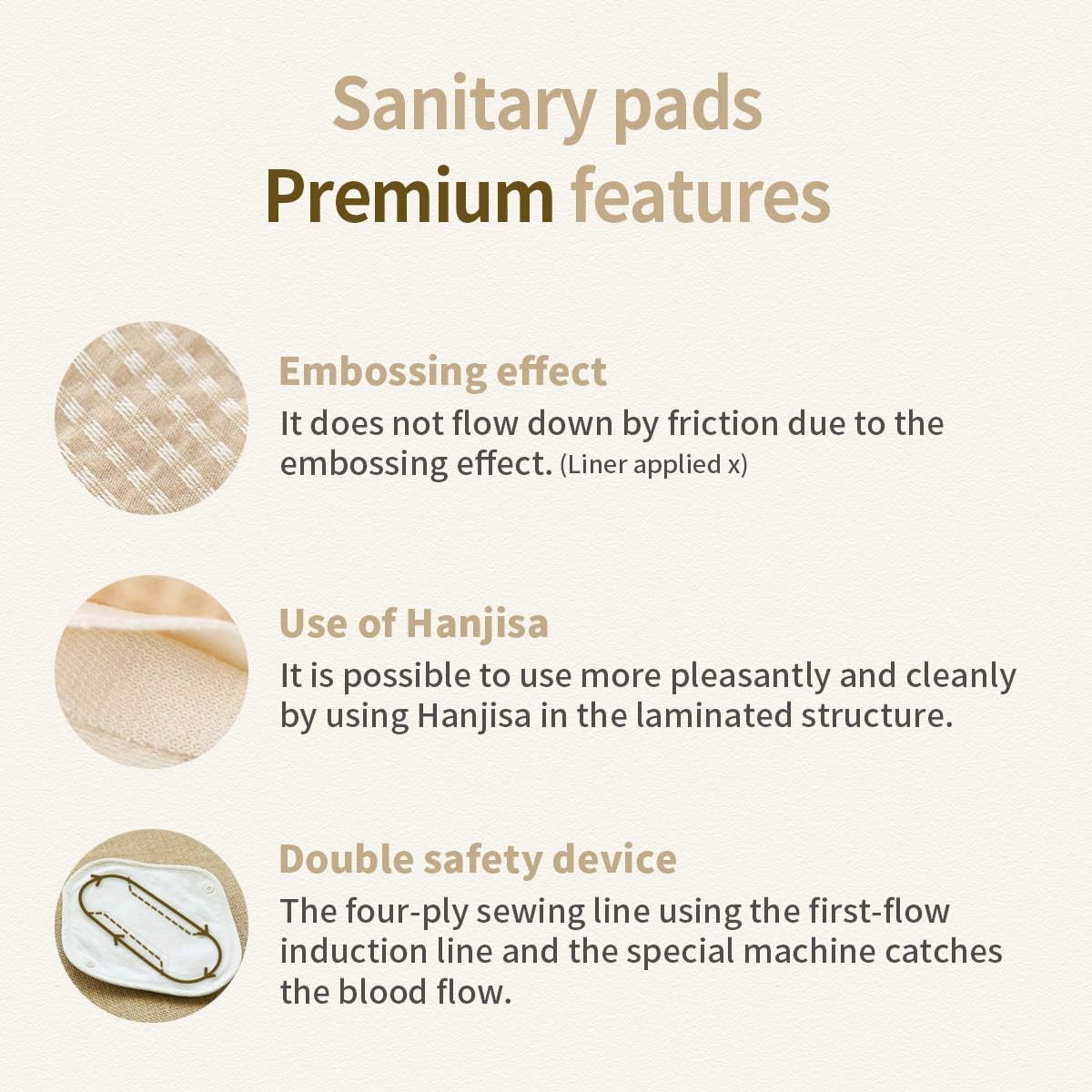 think ECO [Original Natural Brown Pad 5p] Organic Reusable Cotton Pads, Menstrual Pads, Sanitary Napkins, Five Pads Set [5-Pads] FDA Registered (Original, Day Pad Plus_L 5P): Health & Personal Care