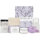 Natural Amor 5-Piece Lavender Spa Gift Set – Bath Bomb, Body Butter, Bar Soap, Bath Salt, Candle – Relaxing Self Care Kit for Women – Gift Box for Birthday, Thank You, Get Well