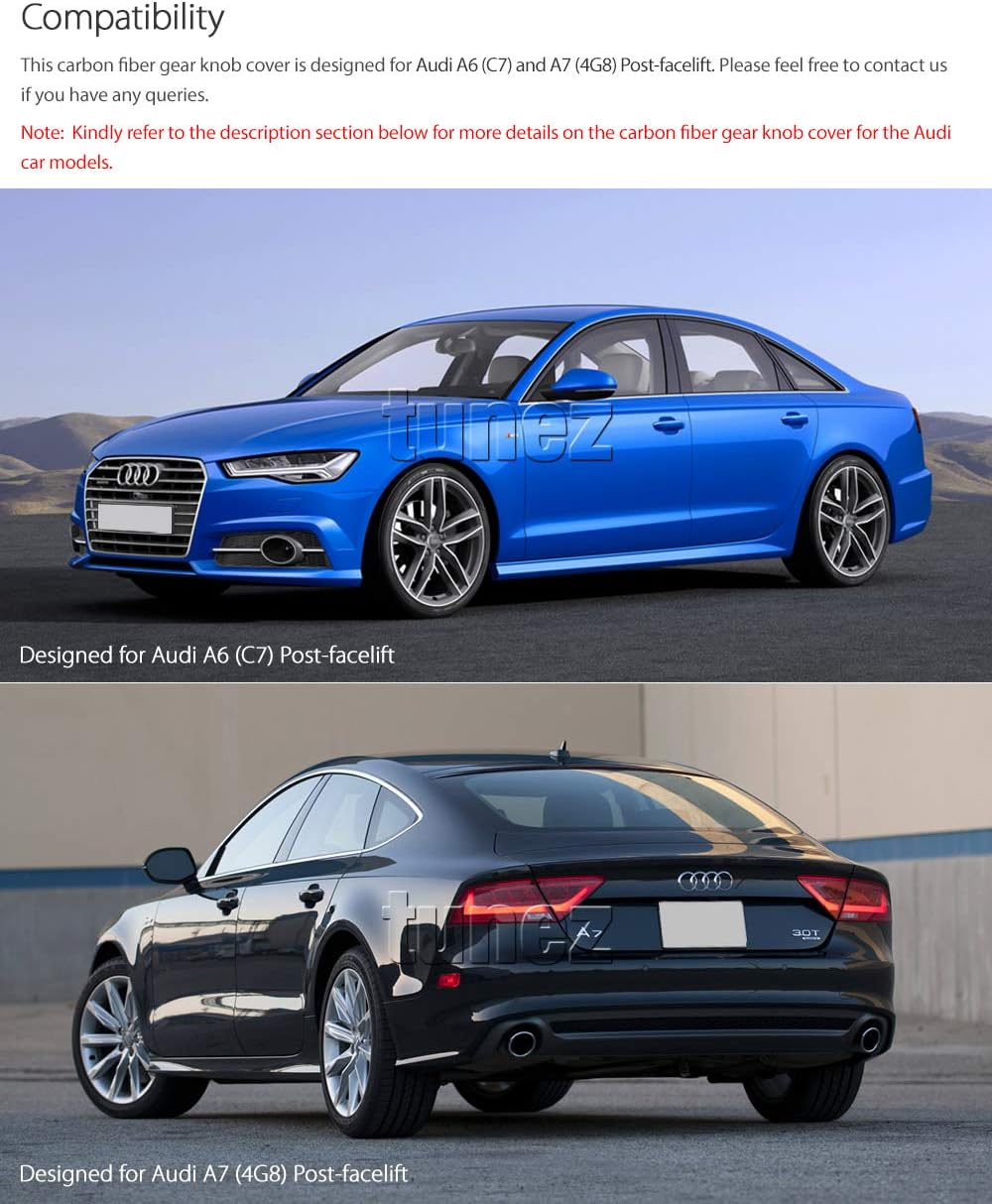 audi a6 price on Amazon Com Tunez Gear Shift Knob Cover Trim Carbon Fiber For Audi A6 C7 2016 2017 2018 A7 4g8 2015 2016 2017 2018 Automotive