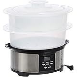 Amazon Basics 8.5 Quart 2-Tiered Digital Food Steamer - Black & Stainless Steel