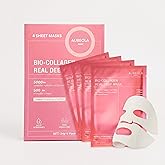 AUREOLA GALÓR Collagen Face Mask Sheets (4 Pack), Korean Skin Care Bio Collagen Face Mask for Dry & Aging Skin, Winter Hydration for All Skin Types, Hydrating & Firming Face Mask,