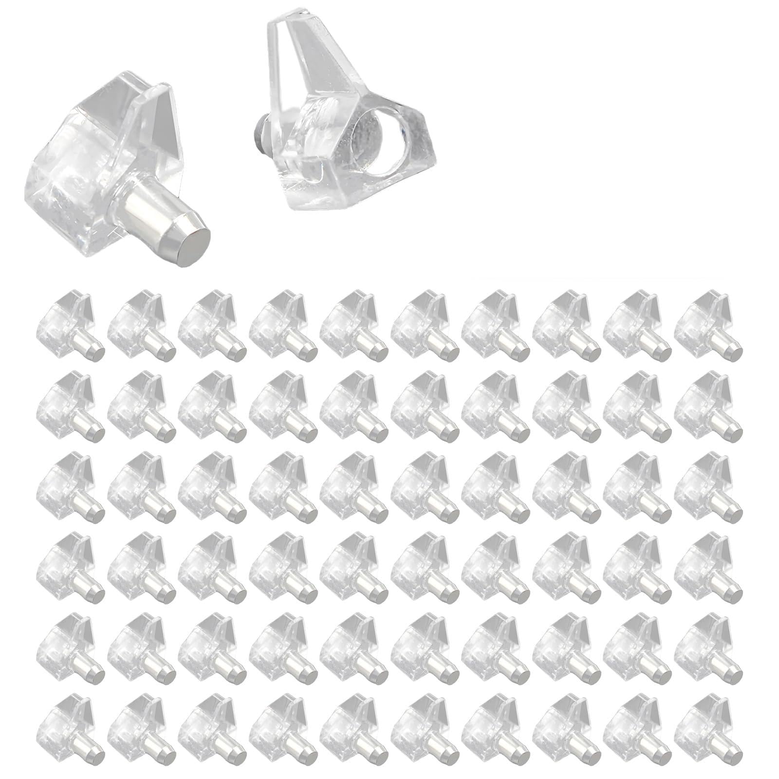 DEFIYEAR 120PCS Shelf Support Pegs, Clear Transparent Support Cabinet Shelf Pins, for Wardrobe Bookshelves Kitchen Furniture, Push in Kitchen Cupboard Wardrobe Shelf Pegs