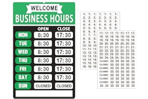 LOYINLO Business Hours Sign,Opening Hour Sign Kit,Changeable Store Hours Sign,Hours of Operation Signs for Business,Open Sign with Hours,Ideal Signs for Any Business,Store or Office（Green,8”x 12”-PVC ）
