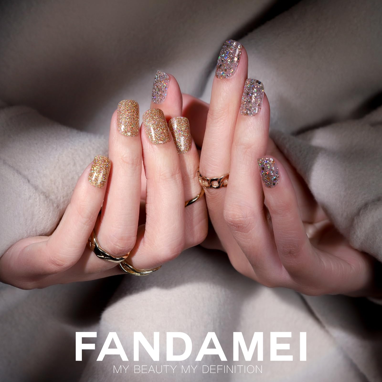 FANDAMEI Press on Nails, 24 Colors 576PCS Press on Nails Short, Matte Glossy Press on Nails Short Square. Glitter Press on Nails Short Round. Natural Fit Lightweight Fake Nails Natural for Nail Art - Image 3