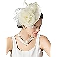 SWEETV Flower Sinamay Tea Party Fascinators for Women, Kentucky Derby Hats for Church, Cocktail, Wedding, Fancy Dress Party