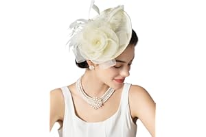SWEETV Flower Sinamay Tea Party Fascinators for Women, Kentucky Derby Hats for Church, Cocktail, Wedding, Fancy Dress Party