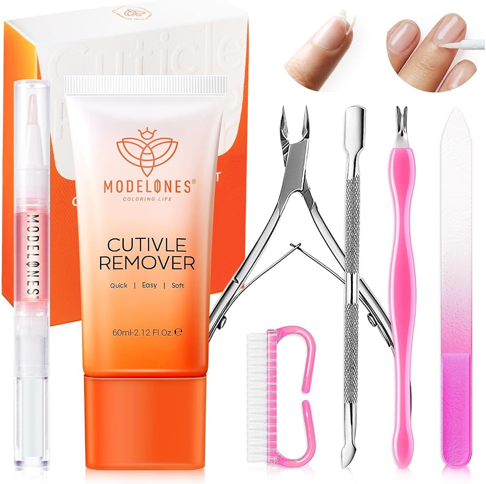 Modelones Cuticle Remover, Nail Kit Cuticle Trimmer Pusher Remover Liquid | Manicure Kit for Women Cuticle Oil Pen Nail Stuff