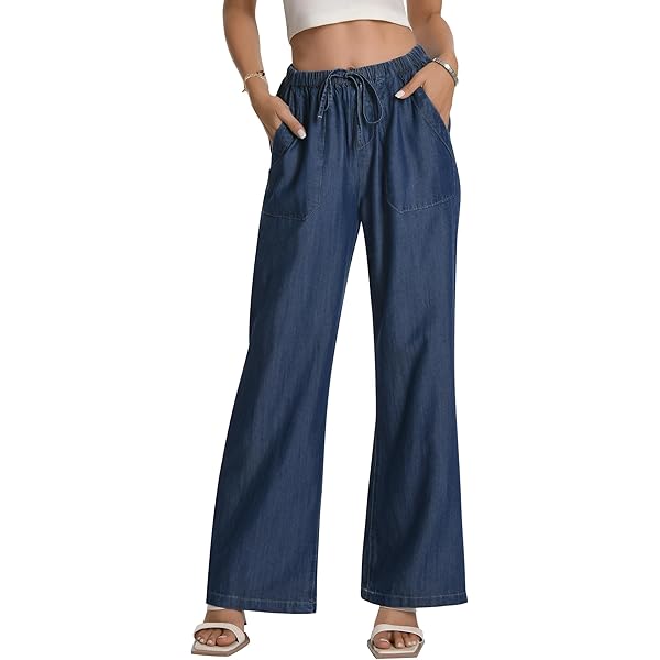 Amazon.com: Flvsun Women's Drawstring High Waisted Wide Leg