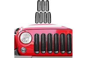 RT-TCZ for Wrangler JK Grille Inserts Trim Cover Mesh Black for Jeep Wrangler JK JKU 2007-2017 Black Exterior Accessories 7pcs