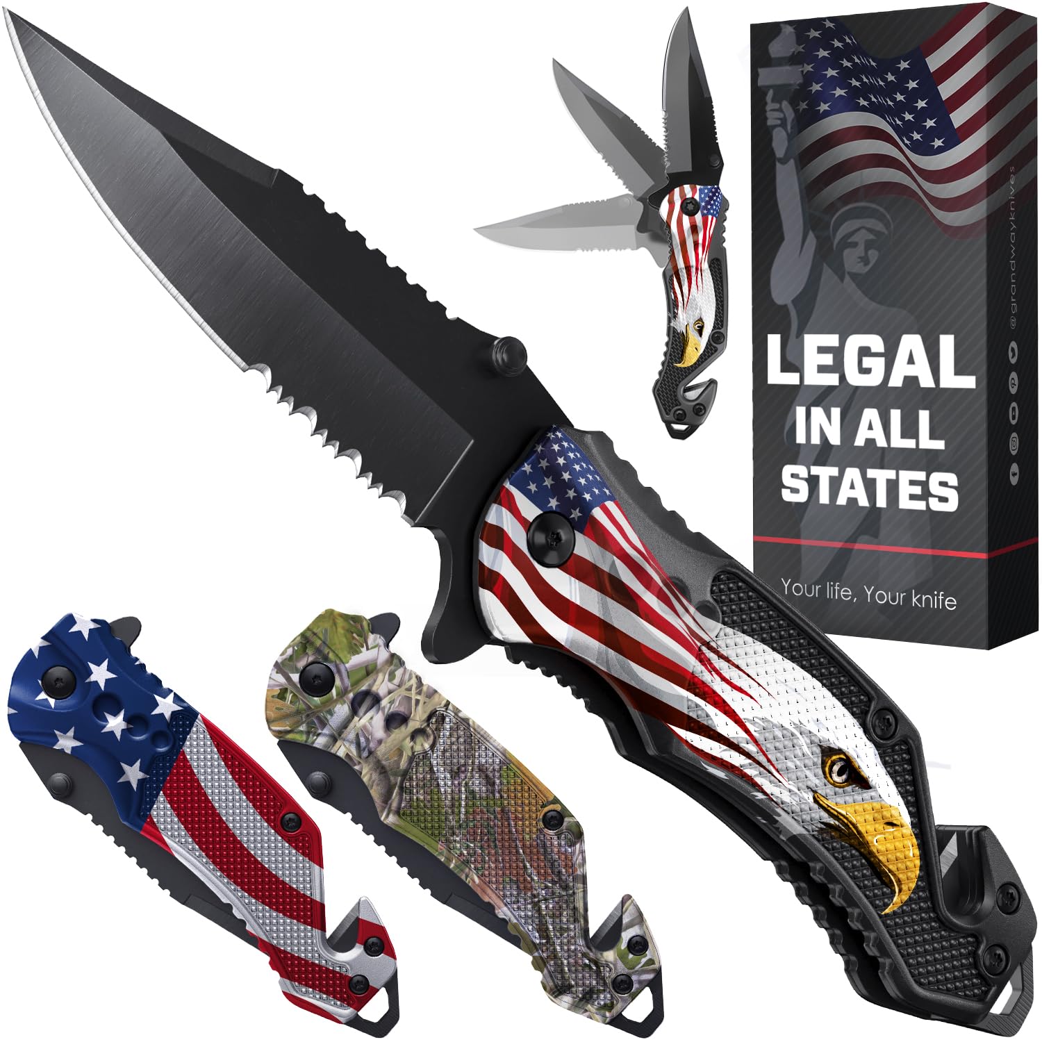 Patriotic Legal Pocket Knife Bald Eagle