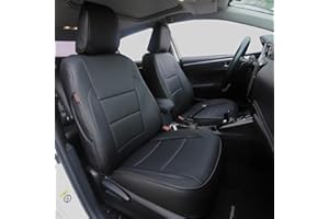 HKZ Fit Corolla Car Seat Cover Full Set for 2014 2015 2016 2017 2018 2019 Toyota Corolla L LE LE Eco XLE Sedan - Faux Leather (Black)