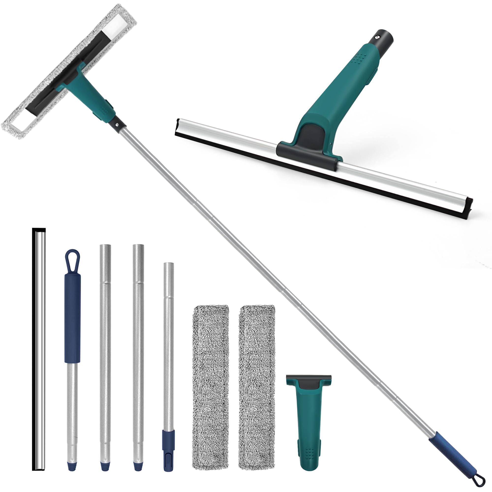 JEHONN Window Shower Squeegee for Glass Door with 152 CM Long Handle, Professional Floor Squeegee Mop for Cleaning Garage Tile Concrete Mirror Car Windshield Bathroom Home