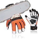 Vgo 1Pair Chainsaw Gloves, 12-Layer Chainsaw Protection on Left Hand Back, Leather Work Gloves(GA8912)