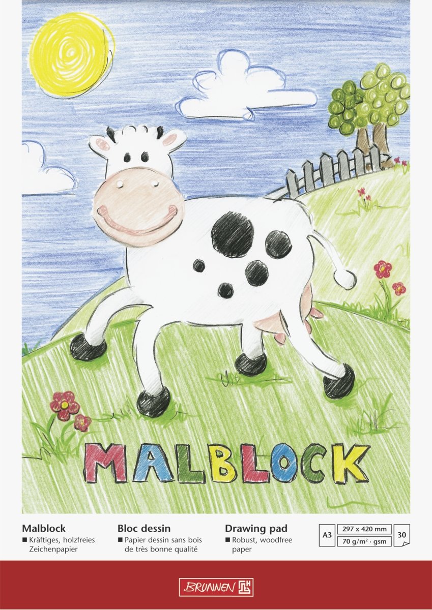 Brunnen 1047303 Colouring pad (A3, 70 g/m², 30 Sheets, glued to The top)