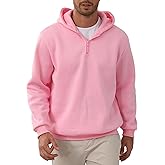 LINMYZAI Men Quarter Zip Hoodie Fleece Lightweight Mens Half Zip Pullover Long Sleeve Drop Shoulder Hooded Sweatshirt