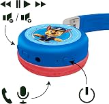 LEXIBOOK Paw Patrol 2-in-1 Bluetooth Kids Headphones 85 dB Safe Blue Red view 5