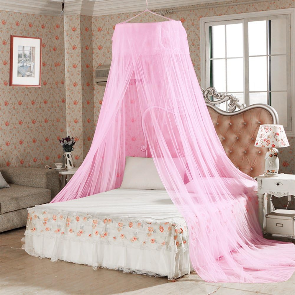 Bed Net, Vitutech Bed Mosquito Net Canopy Mosquito White Bed 2 Meter Continuous Coverage for Home Travel and Garden- Pink