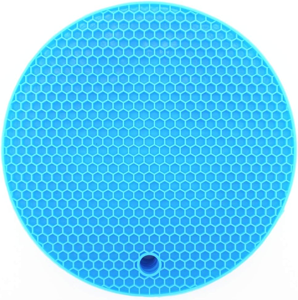 Smithcraft Big Silicone Trivets Table Mats Placemats Pot Holder Hot Pad Multi-Purpose Use and Many Colors for Choose (Blue-Round)
