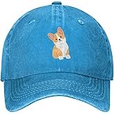 VunKo Kawaii Corgi Dog Distressed Adjustable Washed Denim Mens Dad Trucker Hat Baseball Ball Cap for Men