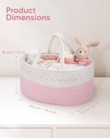 Maliton Nappy Caddy Cotton Rope Newborn Essentials Pink Nursery Organizer view 2