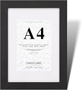 Fabian Clarke London A4 Black Wooden Picture Frame with White Mount