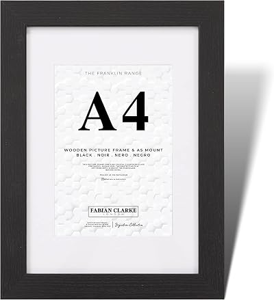 Fabian Clarke London A4 Black Wooden Picture Frame with White Mount