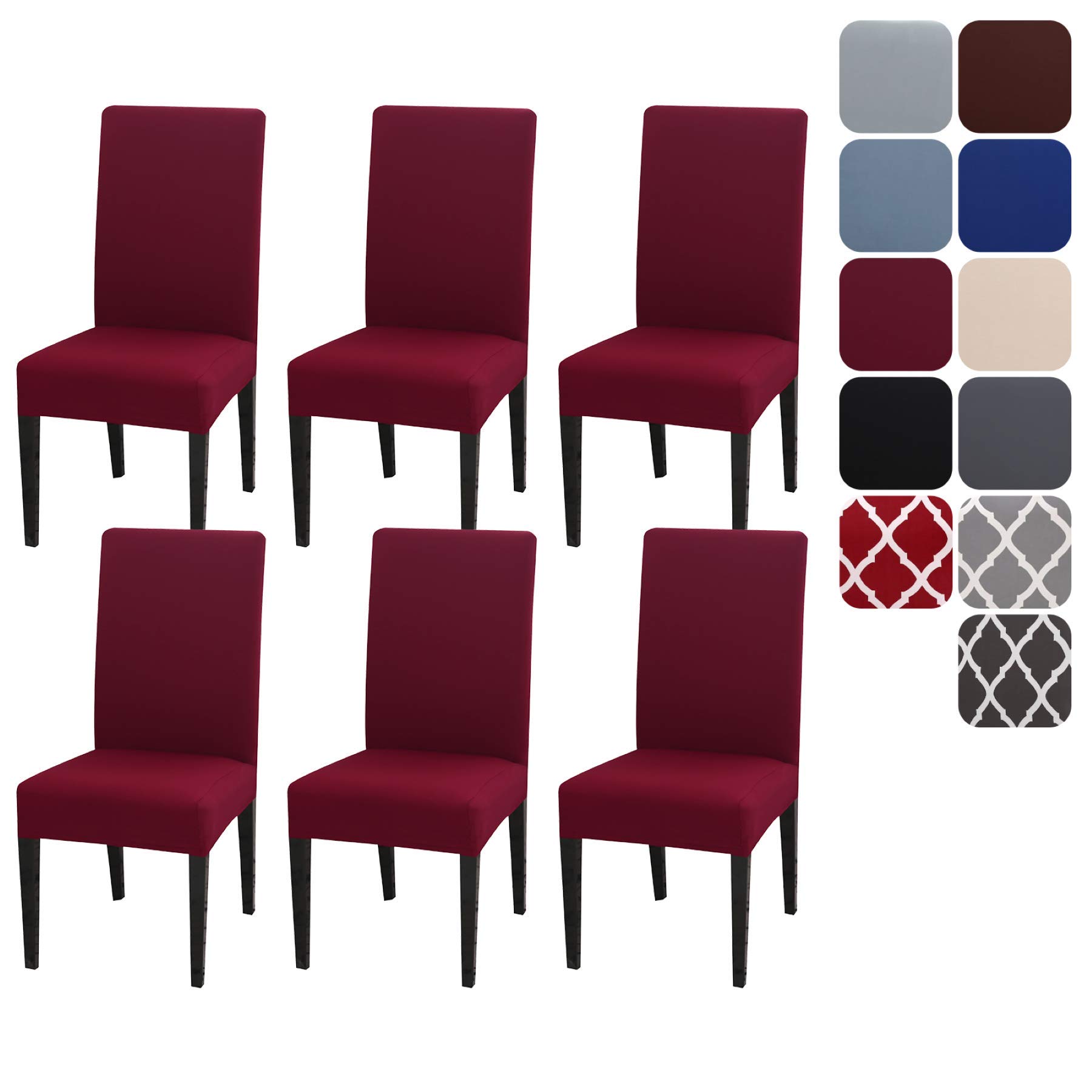 Aisprts Dining Room Chair Covers Slipcovers Set of 6, Stretch Removable Washable Dining Chair Protector Decoration Cover Seat Slipcover for Hotel, Ceremony, Banquet, Kitchen, Restaurant, Home