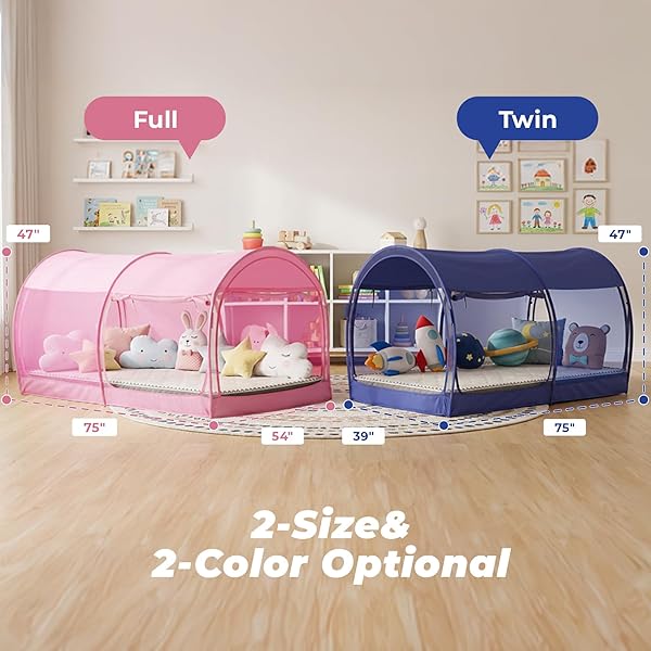 LEEDOR MOSQUITO NET BED TENT CANOPY INDOOR TENT PRIVACY BED FORT DREAM TENT FOR KIDS OR ADULT NAVY TWIN 75 X 39 X 47H” (MATTRESS NOT INCLUDED)