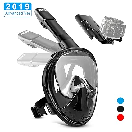 Jerfun Tauchermaske Schnorchelmaske Vollmaske Tauchmaske Vollgesichtsmaske mit Anti-Fog Anti-Leck, Abnehmbare Kamerahalterung