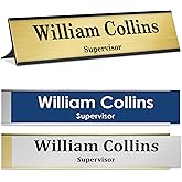 Office Name Plate for Desk, Personalized Plate, Custom Door Name Plate for Office Doors, Wall, Wall Holder, Laser Engraved, 2" x 10", 18 Color Options, Made in USA by My Sign Center.