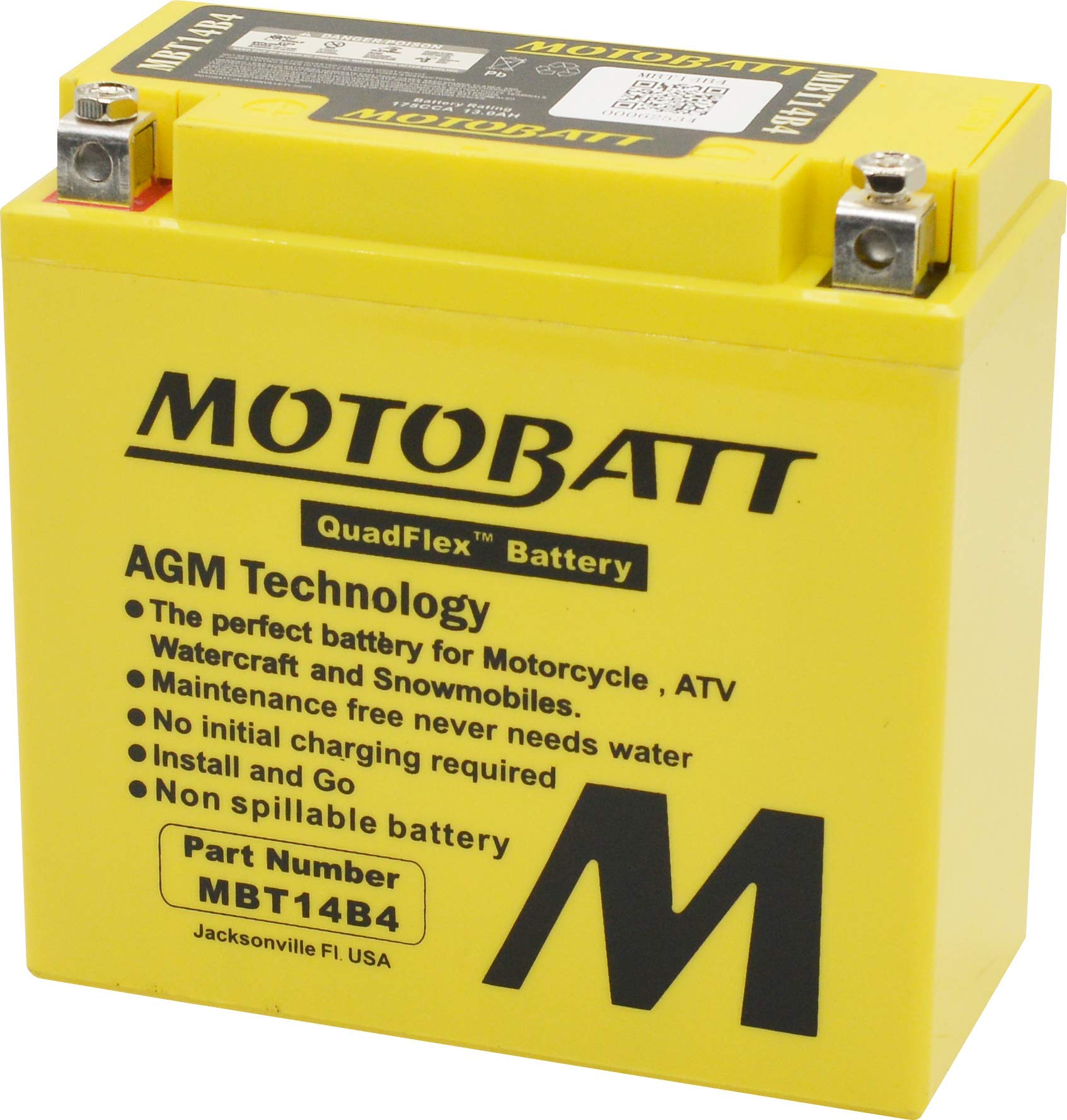Motobatt MBT14B4 AGM Factory Activated Replaces 13