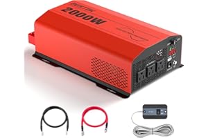 BESTEK 2000 Watt Pure Sine Wave Power Inverter 12V DC to 110V/120V AC Converter for Home, RV, Truck, Off-Grid Solar Power 3 AC Outlets Car Inverter with One 2 USB Port Type-C with Remote Control