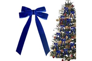 24 Pcs Velvet Christmas Bows for Christmas Tree 5 x 7 Inch Vintage Velvet Ribbon Bows for Xmas Home Decor Wedding Indoor Outd