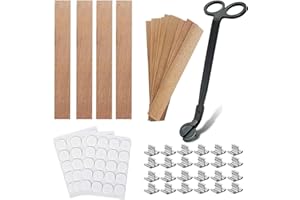 PHINICCO Wooden Candle Wicks with Wick Trimmer Cutter Crackling Candle Wicks kit 5.1 X 0.5 Inch Natural Candle Wood Wicks with Stand Candle Cores for DIY Candle Making Craft
