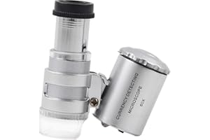 DFCROMI Mini Illuminated Microscope Loop Magnifiers, 60X Pocket Portable Jewelers Loupe Magnifying Glass with LED UV Light jewlers Magnification Loop for Jewelry,Diamonds,Coins, Stamps, Antiques