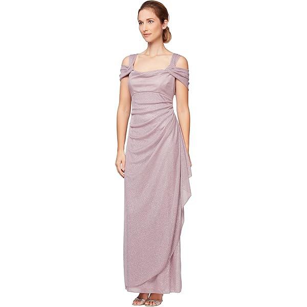 Amazon.com: Alex Evenings Women's Long Cold Shoulder Dress, Wedding Guest,  Prom, Formal Event (Petite and Regular Sizes), Magenta, 4 : Clothing, Shoes  & Jewelry