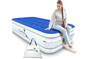 EnerPlex Twin Air Mattress with Built-in Pump - 13 Inch Double Height Inflatable Mattress for Camping, Home & Portable Travel - Durable Blow Up Bed with Dual Pump - Easy to Inflate/Quick Set UP﻿