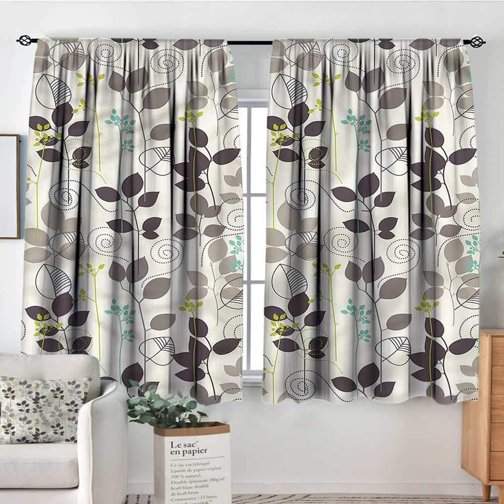 Amazon Com Renteriadecor Floral Backout Curtain Set Doodle Leaves