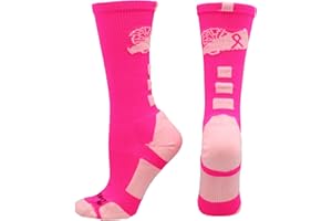 MadSportsStuff Pink Breast Cancer Awareness Socks for Cheer Girls and Women Youth and Adult Sizes Crew Aware