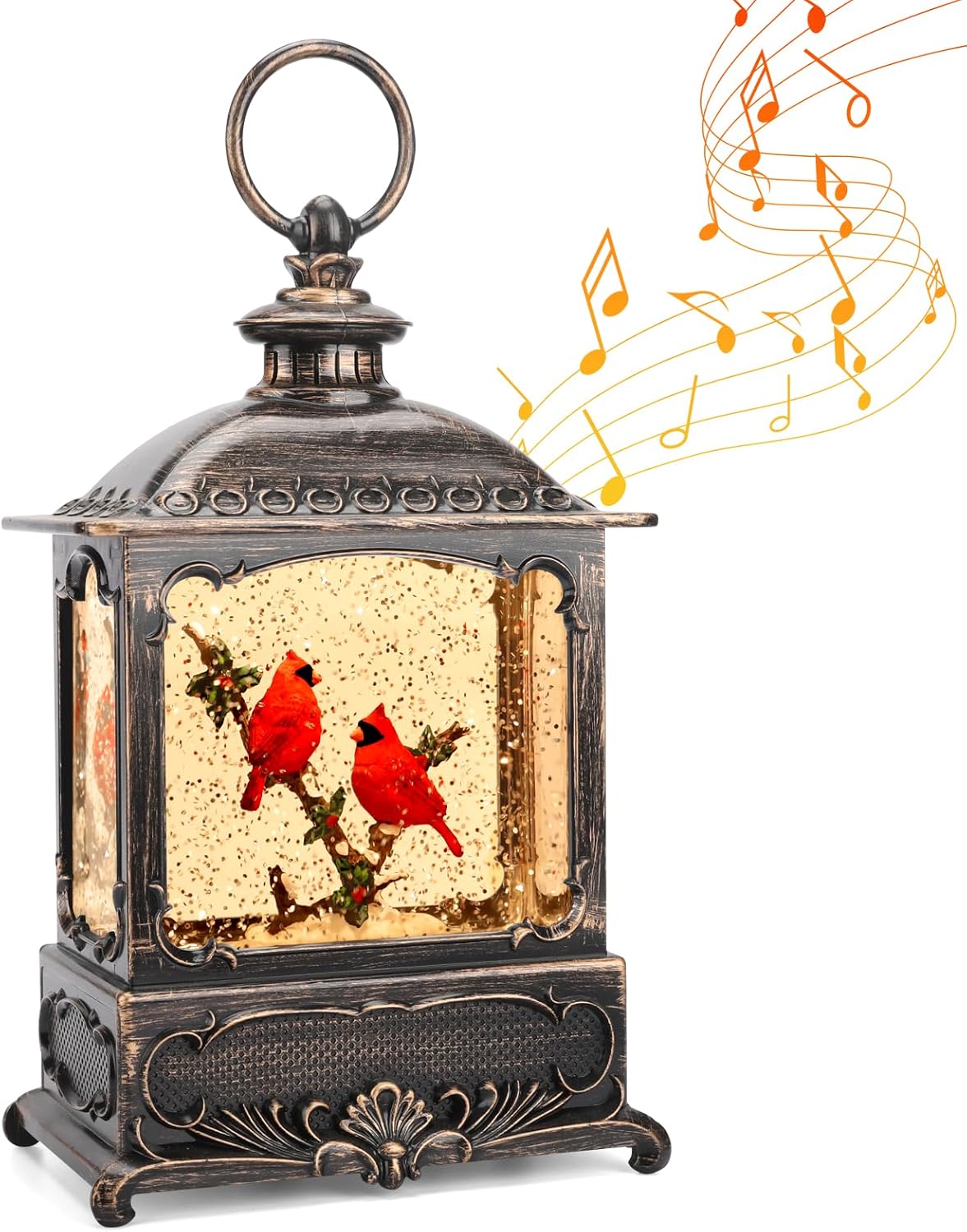 Snow Globes - Cardinal Snow Globe Christmas Decorations Lantern, Glittering Lighted Plug-in, 3 AA Battery Operated & USB Powered, Cardinal Snow Globe Lantern for Christmas Home Decoration and Gift