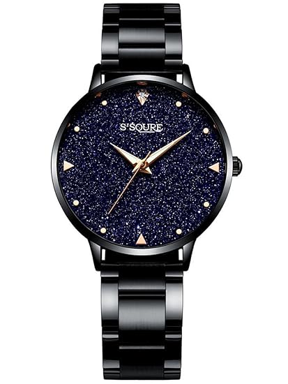 Alienwork Armbanduhr für Damen Marmor-Zifferblatt Uhr mit Metallarmband