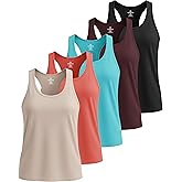 Real Essentials 5 Pack: Women's Dry Fit Tank Top - Racerback Sleeveless Workout Athletic Gym Shirt (Available in Plus)